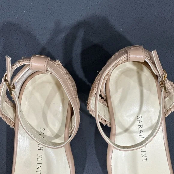 Sarah Flint Perfect Block Sandal 60 Heel Sz 37 (6.5) Sand Calf Beige Ankle Strap - Picture 4 of 9